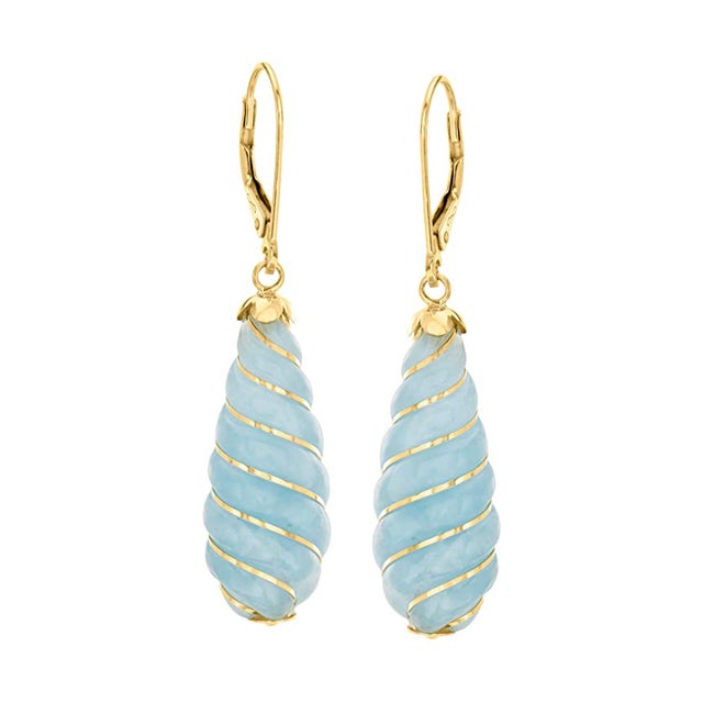 Ross-Simons Carved Aquamarine Teardrop Earrings