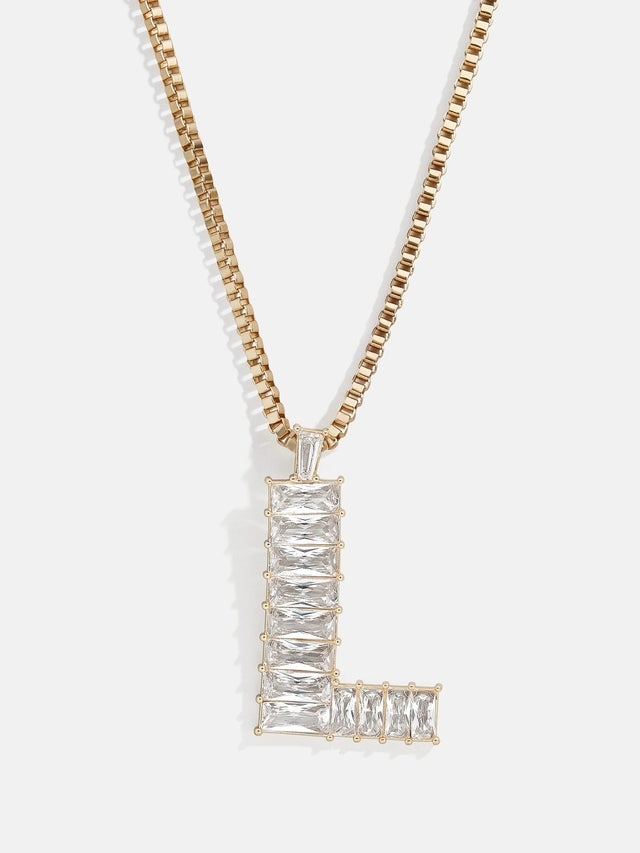 BaubleBar Baguette Initial Necklace