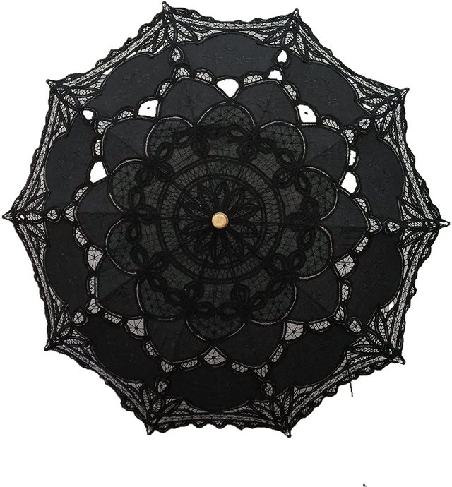 AEAOA Handmade Black Lace Parasol Umbrella