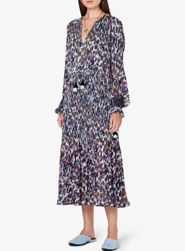 Derek Lam 10 Crosby Pleated Long Sleeve Maxi Dress