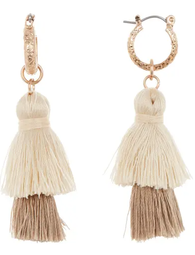 Melrose and Market 2-Tier Tassel Drop Huggie Hoop Earrings