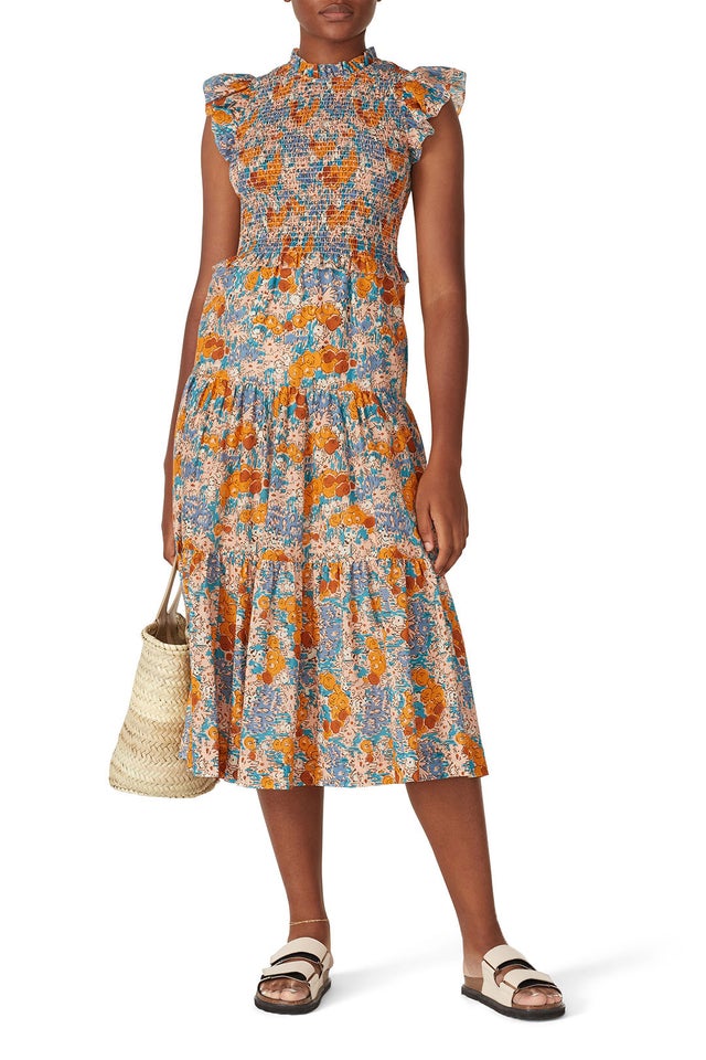 Sea New York Biarritz Smocked Midi Dress