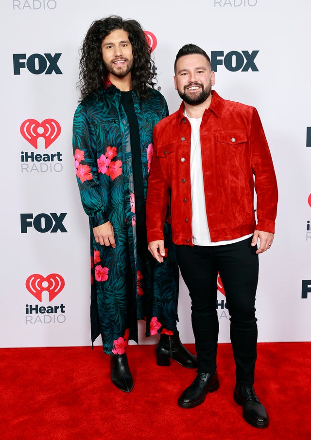 Dan Smyers and Shay Mooney of music group Dan + Shay attend the 2021 iHeartRadio Music Awards at The Dolby Theatre in Los Angeles, California, which was broadcast live on FOX on May 27, 2021. 