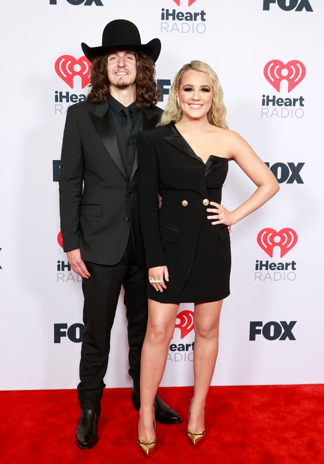 Cade Foehner (L) and Gabby Barrett attend the 2021 iHeartRadio Music Awards at The Dolby Theatre in Los Angeles, California, which was broadcast live on FOX on May 27, 2021.