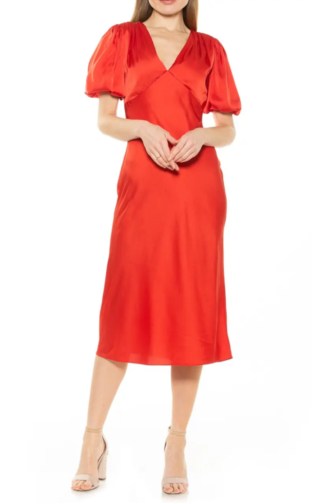 Alexia Admor Felicity Bubble Sleeve Midi Dress