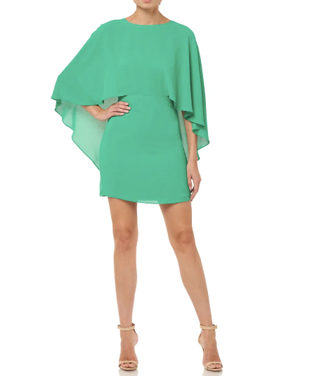 Halston Heritage Cape Sleeve Cocktail Dress