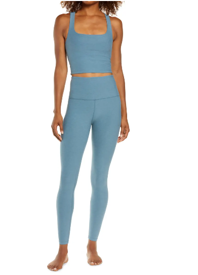 Beyond Yoga Space Dye Square Neck Crop Tank & Caught in the Midi High Waist Leggings