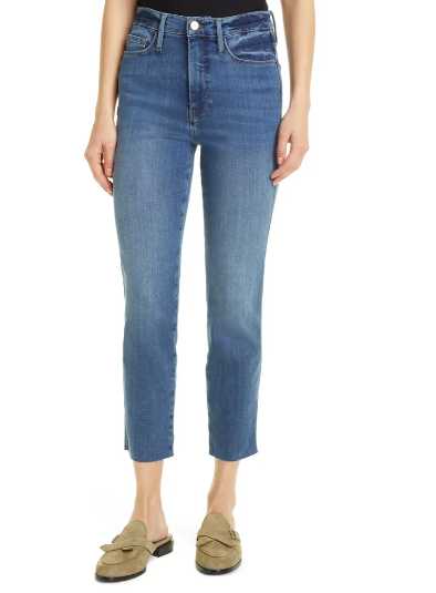 Frame Le Sylvie Crop Straight Raw Edge Jeans