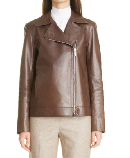 Lafayette 148 New York Aisling Lambskin Leather Moto Jacket