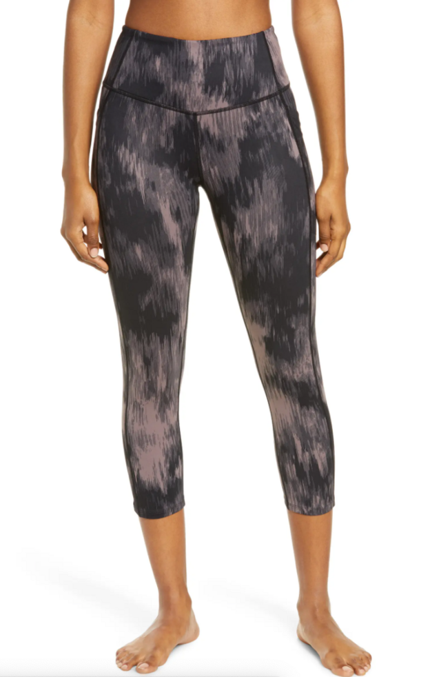 Zella Live In Dot Print High Waist Pocket Crop Leggings