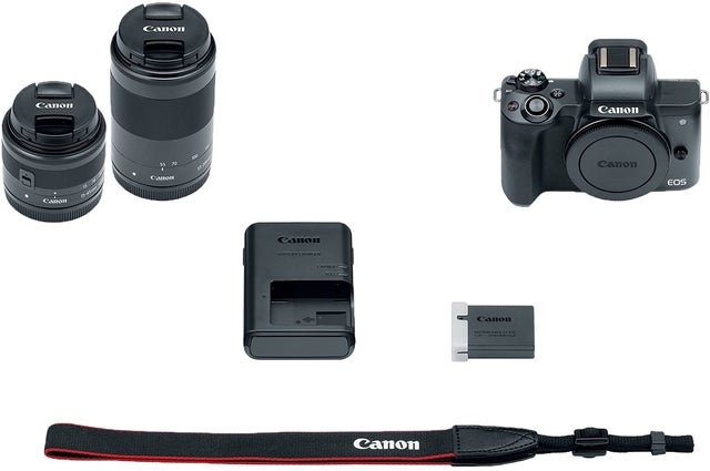 Canon EOS M50 Mirrorless 4K Vlogging Camera Bundle Kit with EF-M15-45mm + EF-M 55-200mm Lenses