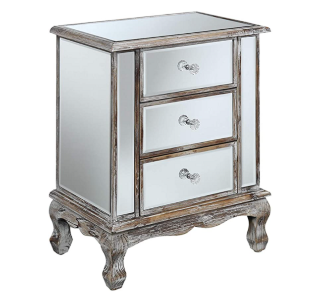 Convenience Concepts Gold Coast Vineyard 3-Drawer Mirrored End Table