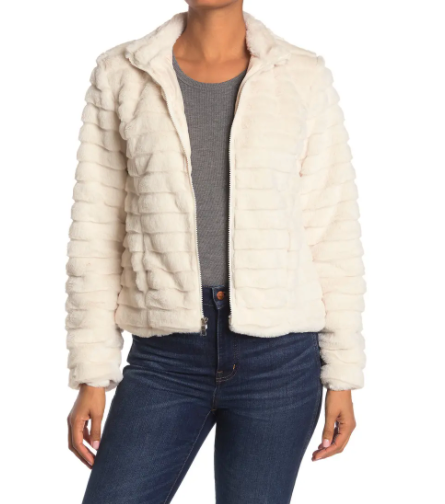 Kendall + Kylie Zip Up Faux Fur Jacket