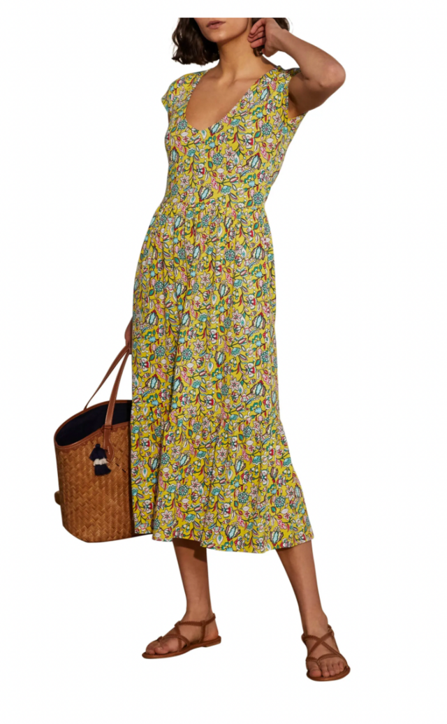 Boden Voop Tiered Cotton Midi Dress