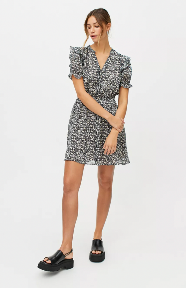 UO Dress Forum Floral Button-Front Mini Dress