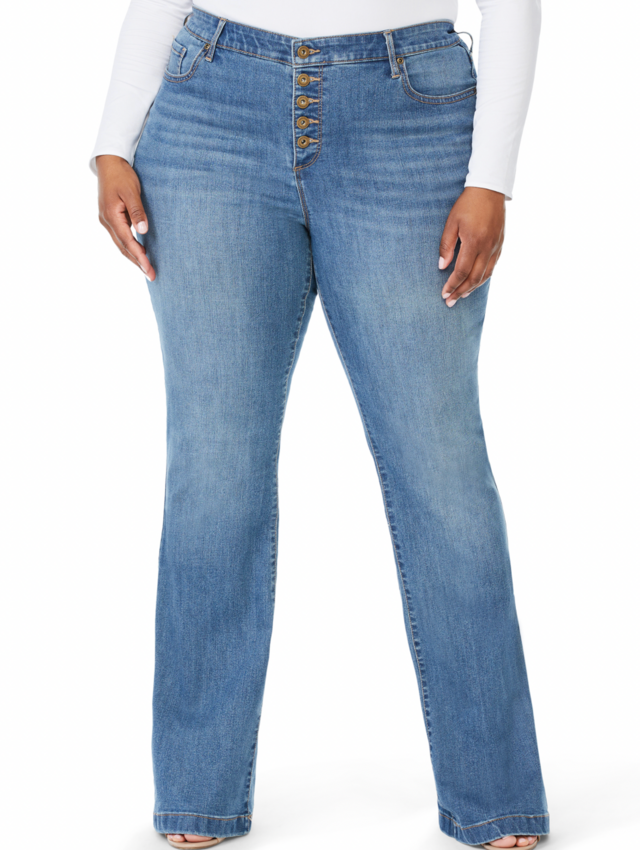 Sofia Jeans by Sofia Vergara Women's Plus Size Rosa Curvy Super High-Rise Faux Leather Jeans