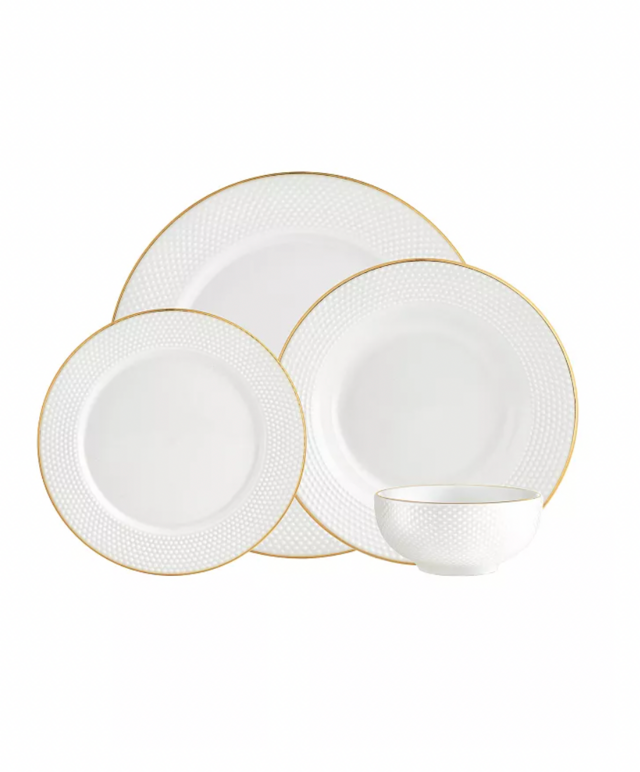 Godinger Pique Gold 16-PC Plain Dinnerware Set, Service for 4