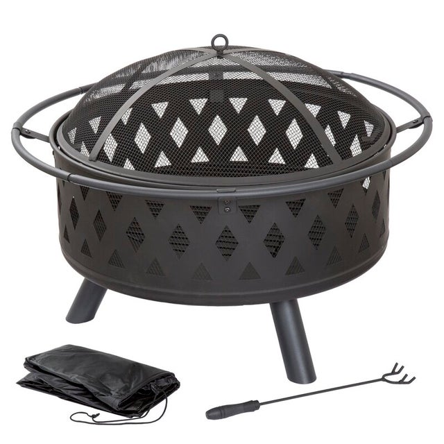 Sol 72 Outdoor Adison Crossweave Steel Wood Burning Fire Pit