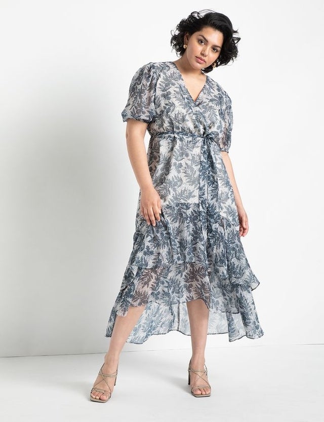 Eloquii Wrap Dress With Tiered Skirt