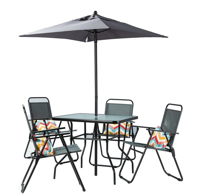 Latitude Run Azelle Square 4-Person 33.46'' Long Bistro Set with Umbrella