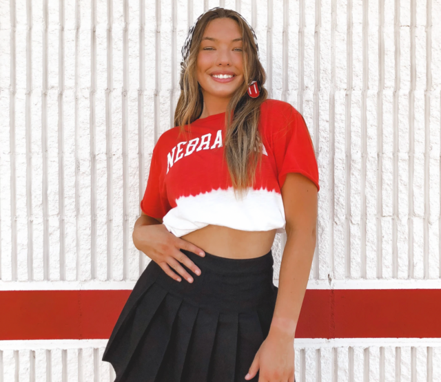 Nebraska Dip Dye Crop Tee