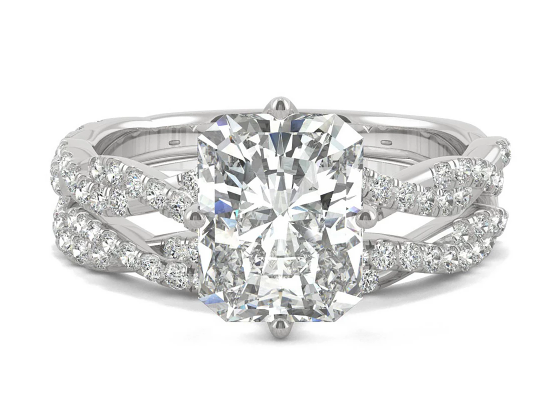 Charles & Colvard Moissanite Radiant Bridal Set 3-3/8 ct. t.w. Diamond Equivalent in 14k White Gold