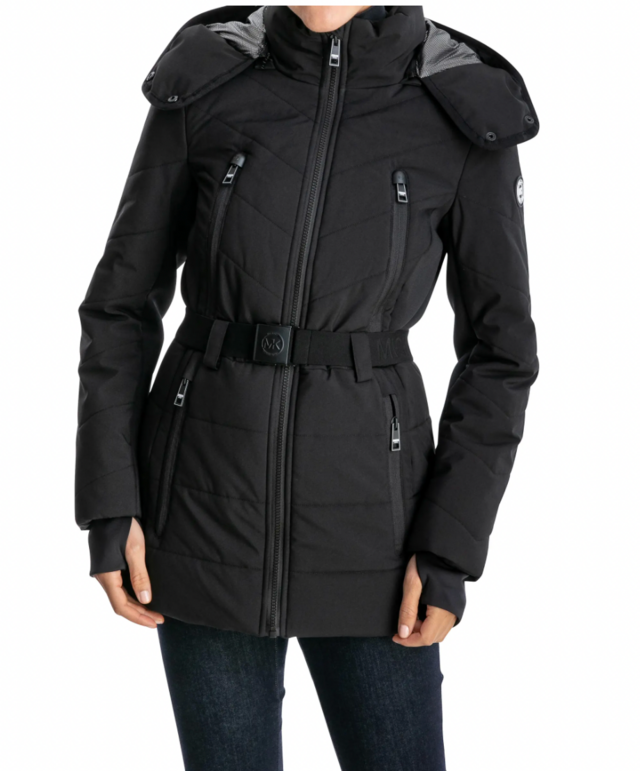 Michael Kors Contrast Zip Short Logo Puffer Jacket