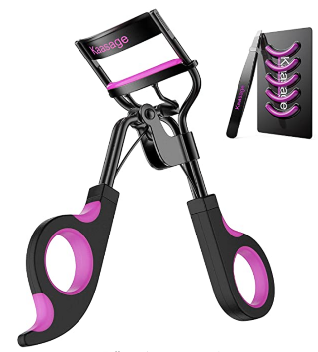 Kaasage Eyelash Curler with Pads - Lash Curler with Eyebrow Tweezer