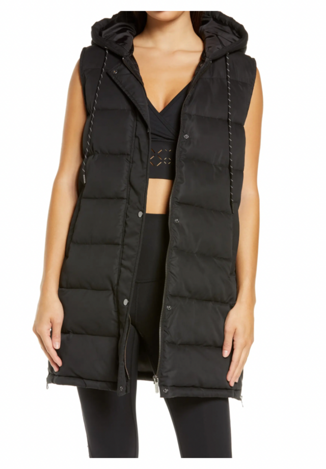 Zella Long Hooded Puffer Vest