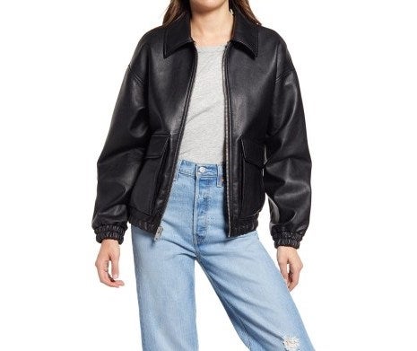 Levi's Faux Leather Dad Bomber Jacket