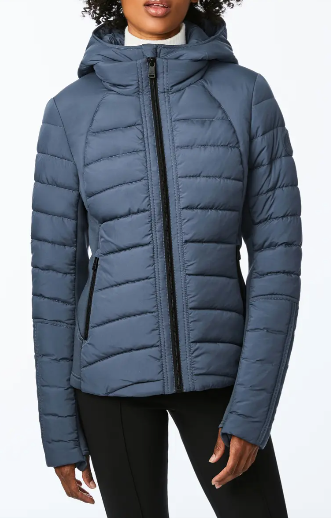 Bernardo Hooded Quilted Water Repellent Jacket