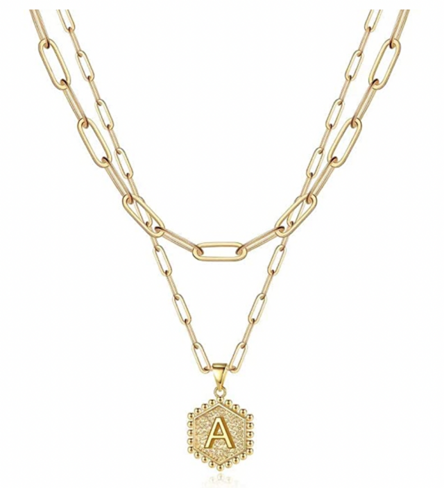 M MOOHAM Dainty Layered Initial Necklaces