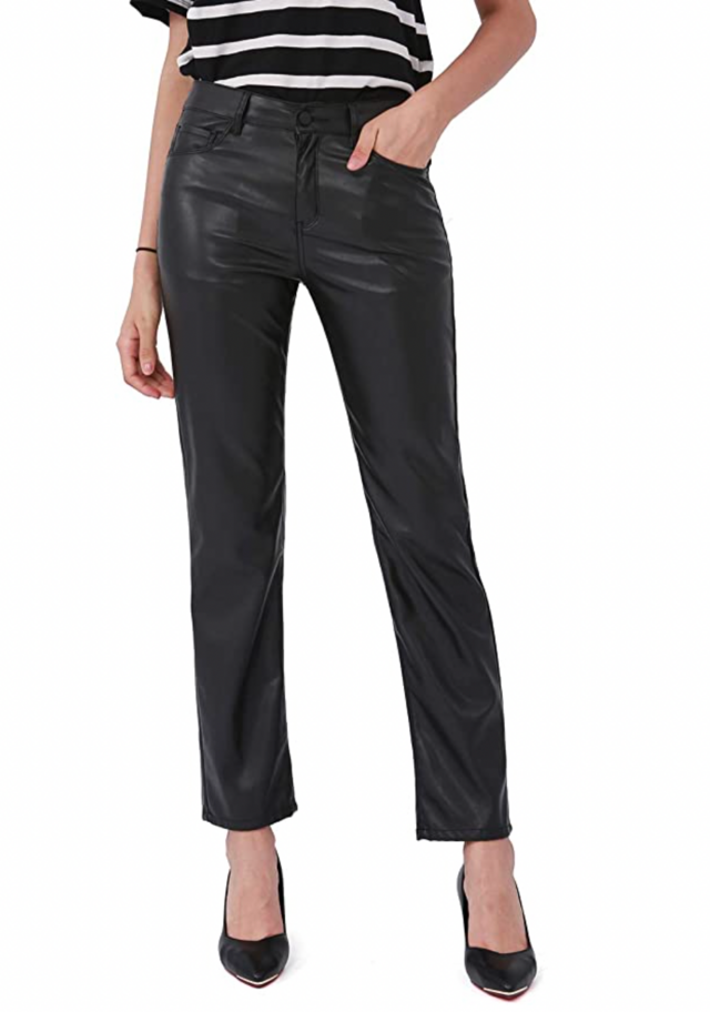 Balleay Art Faux Leather Pants