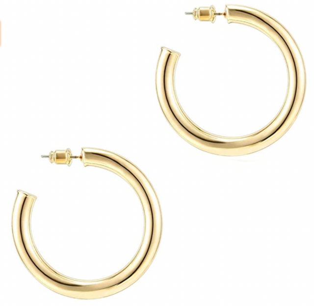 PAVOI 14K Gold Chunky Open Hoops