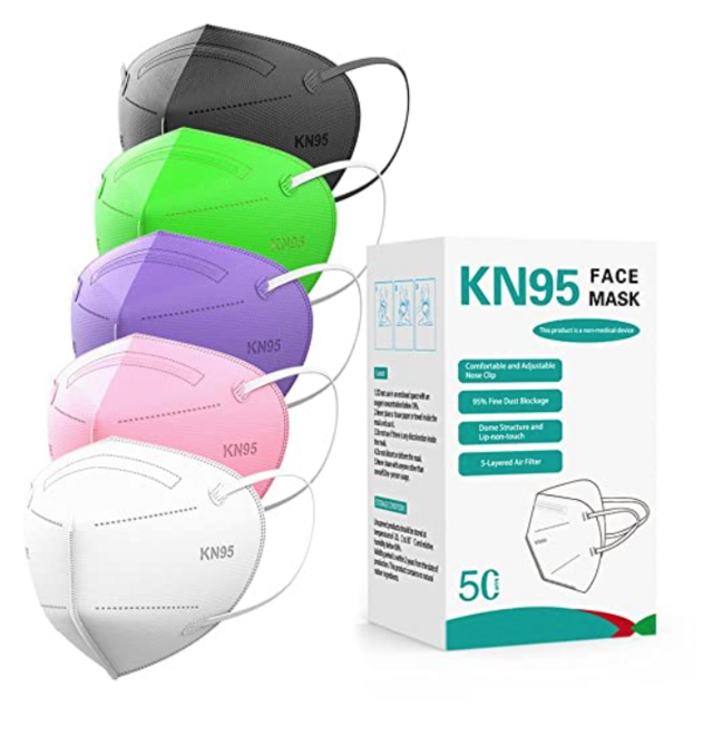 HIWUP 50Pcs Multicolor KN95 Face Mask