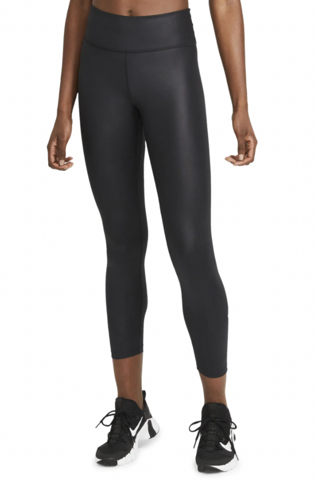 Nike One Faux Leather Mid Rise 7/8 Leggings