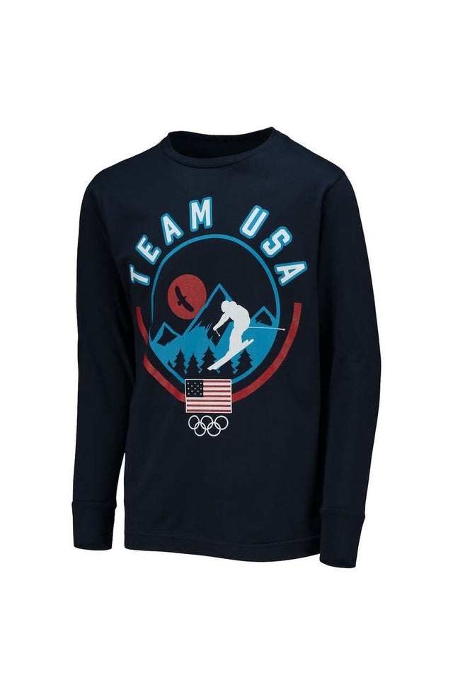 Outerstuff Youth Navy Team USA Ski Jump Long Sleeve T-Shirt