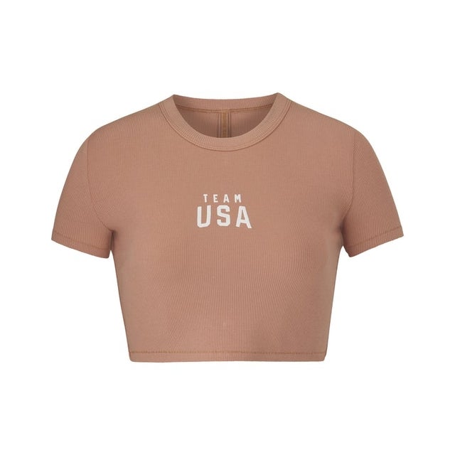 SKIMS Olympic Capsule Rib Cropped Sleep T-Shirt 