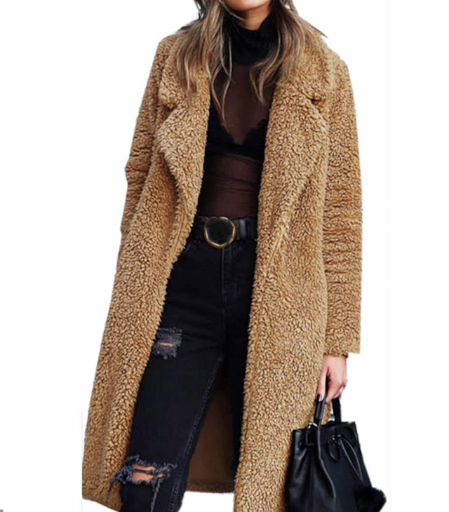 Fuzzy Fleece Open Front Faux Fur Jacket