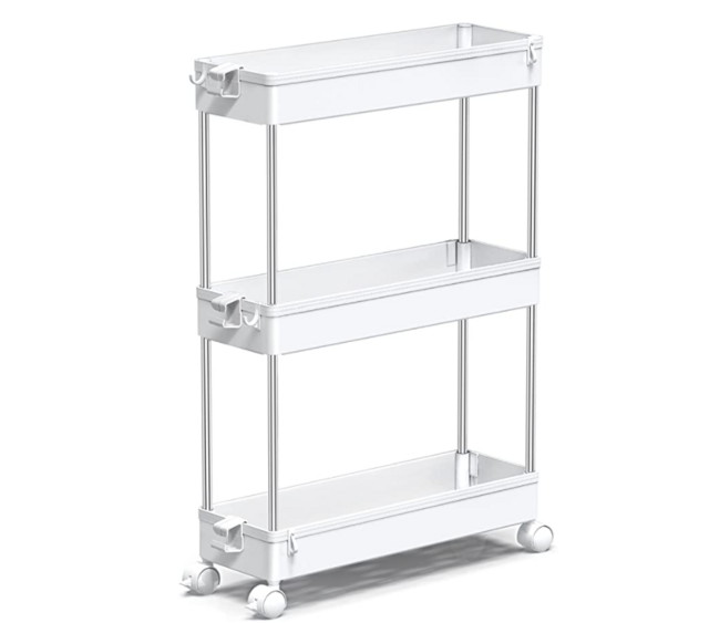 SpaceKeeper 3-Tier Slim Storage Cart Mobile Shelving Unit