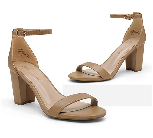 Chunk Low Heel Pump Sandals in Nude