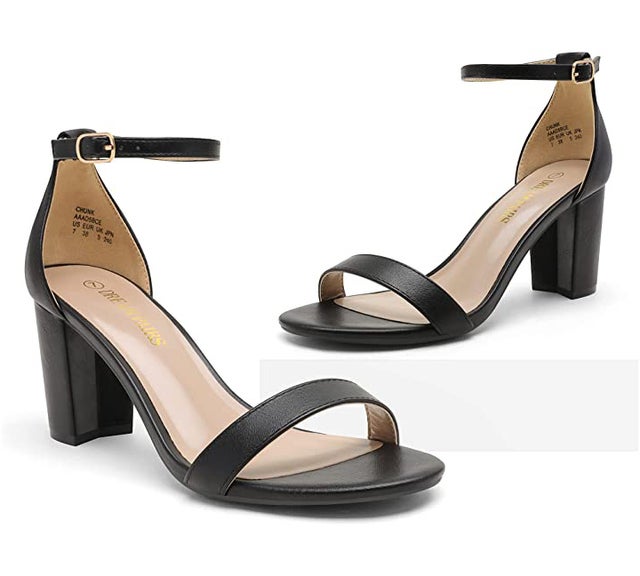 Chunk Low Heel Pump Sandals in Black