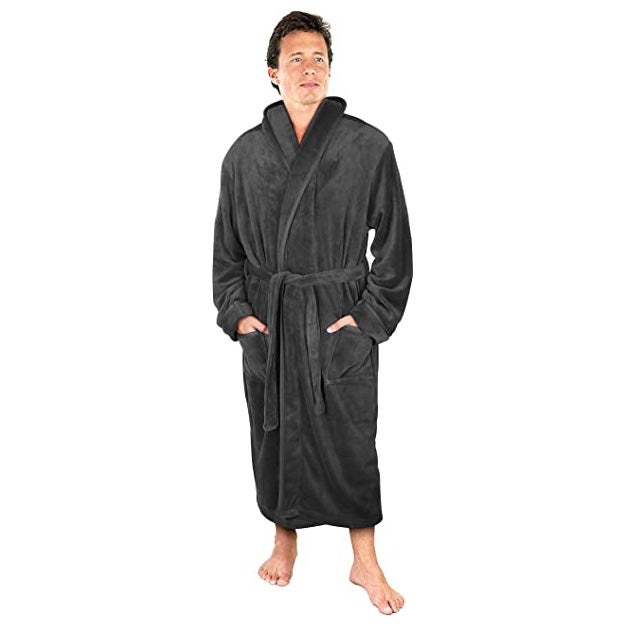 NY Threads Luxurious Men's Shawl Collar Fleece Bathrobe