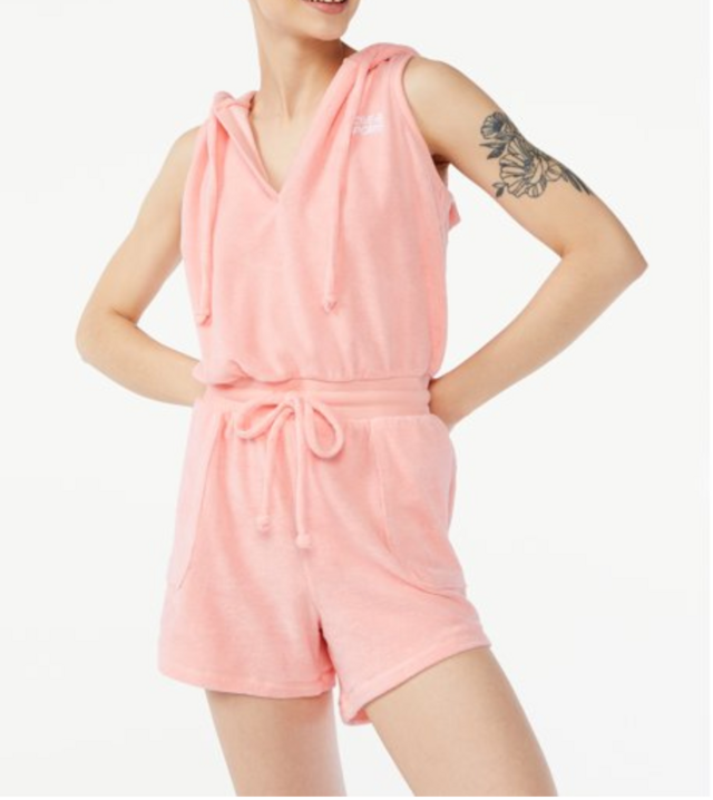 Love & Sports Women’s Terry Cloth Romper with Hood