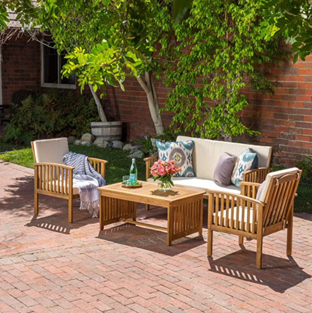 Christopher Knight Home Carolina Outdoor Acacia Sofa Set, 4-Pc Set