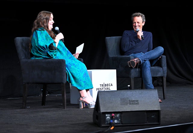 Seth Meyers and Aidy Bryant