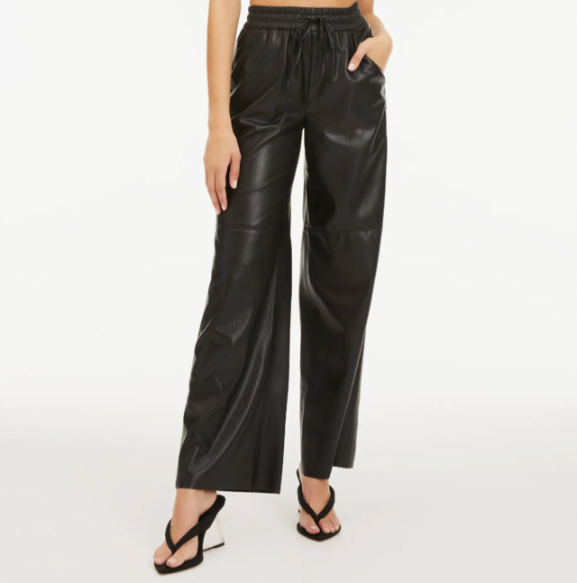 Good American Faux Leather Wide Leg Pants