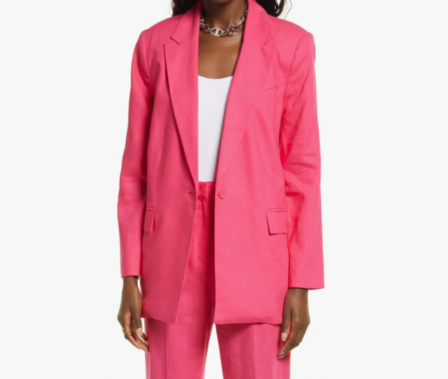 Open Edit Oversize Linen Blend Blazer