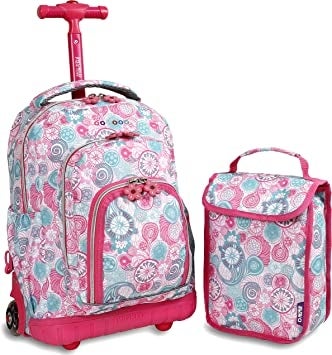 J World New York Kids' Lollipop Rolling Backpack & Lunch Bag Set