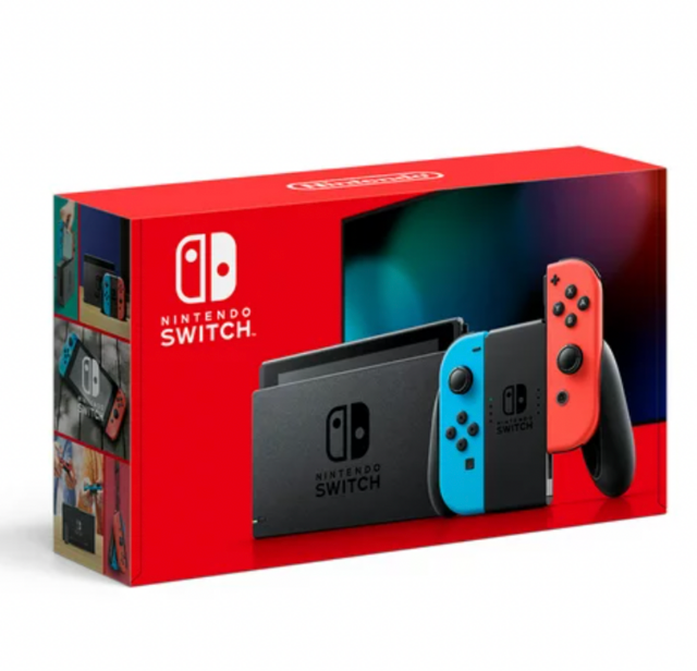 Nintendo Switch Console with Neon Blue & Red Joy-Con